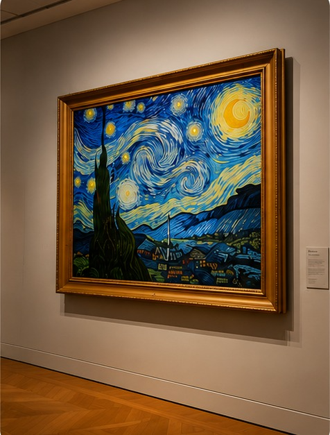 A painting displayed with context in a gallery